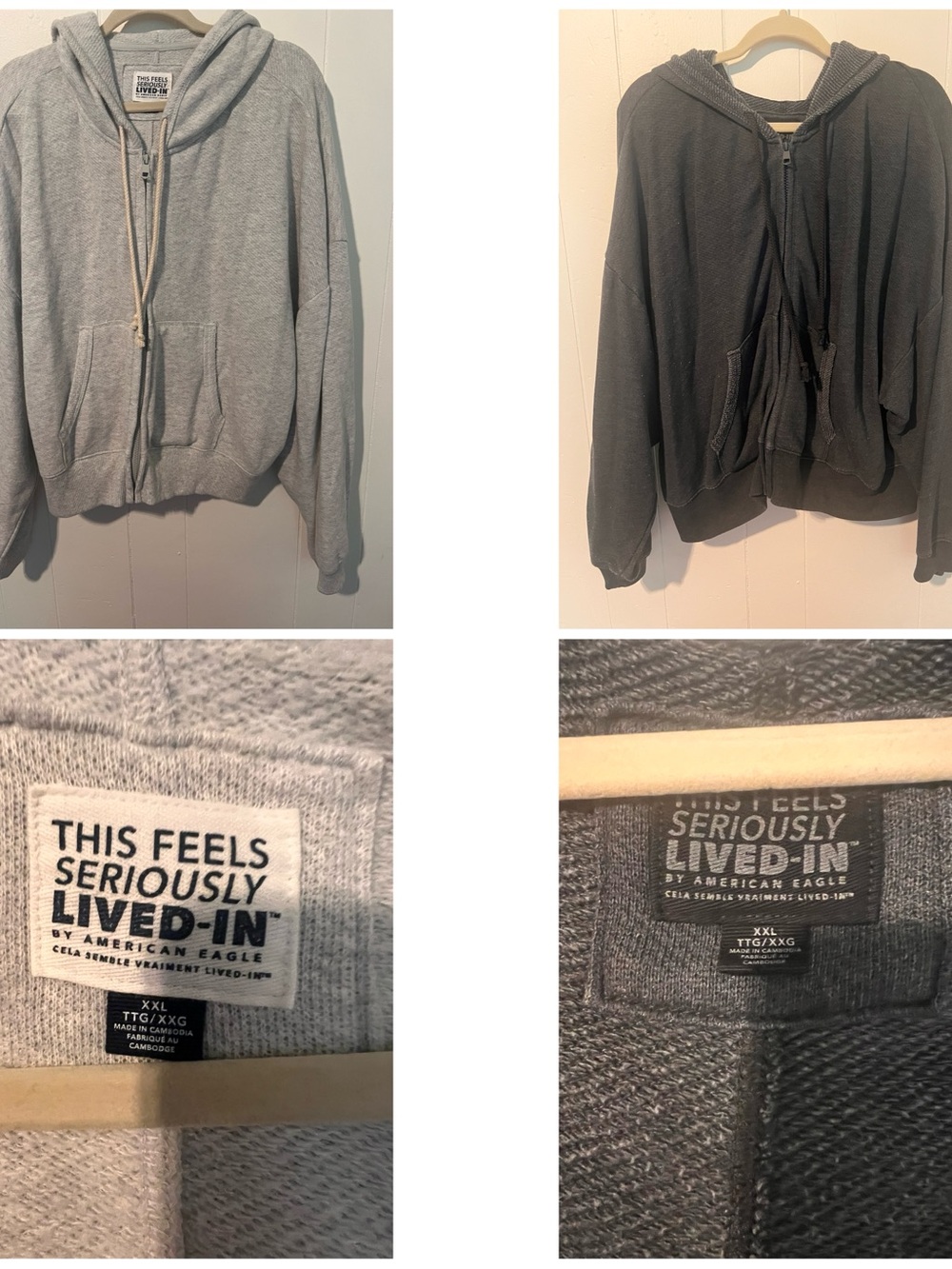 American Eagle Outfitters Light Gray and Charcoal Gra Zip-Up Hoodies